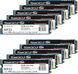 TEAMGROUP MP33 256GB 10 Pack SLC Cache 3D NAND TLC NVMe 1.3 PCIe Gen3x4 M.2 2280 Internal Solid State Drive SSD Read/Write Speed up to 1600/1000 MB/s Compatible with Laptop & Desktop TM8FP6256G0C1P2