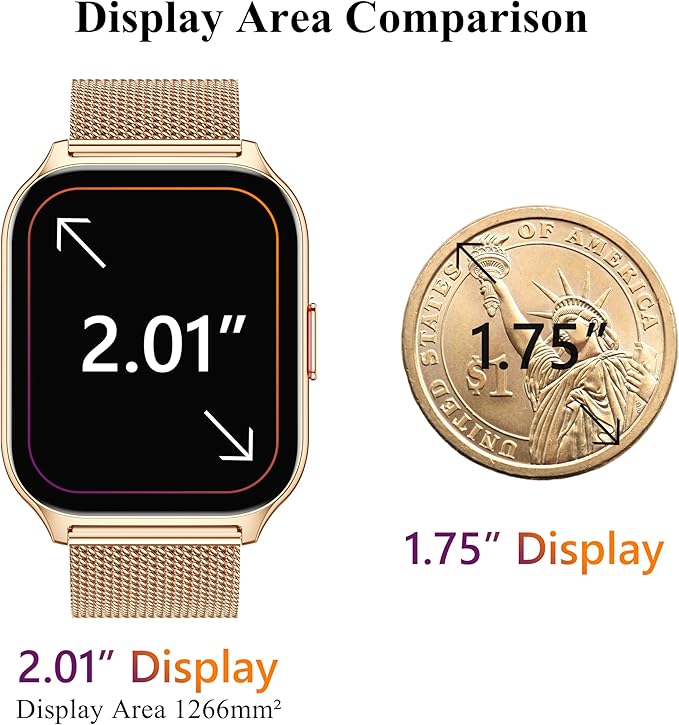 Popglory Smart Watch Answer/Make Calls, 2.01'' Smartwatch with AI Voice Control, Blood Pressure/SpO2/Heart Rate Monitor, Fitness Tracker Watch 2 Straps for Men Women for iOS Android Phones