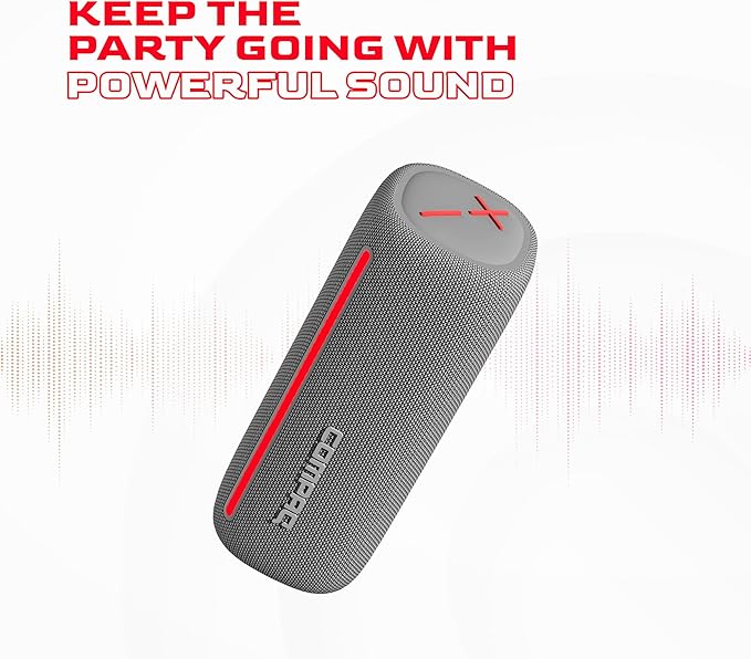 Compaq 24W Bluetooth Speaker – Portable Speaker with Bluetooth 5.0, IPX6 Waterproof, Uninterrupted Playtime, LED – Power and Performance for Indoor and Outdoor