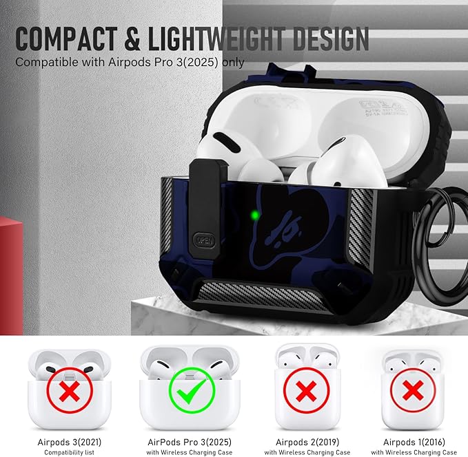 Compatible with Airpods Pro 3 Case(2025),for Airpods Pro 3rd Generation Cases Cover with Keychain Cleaner Kit Soft Silicone Shockproof Cover for Women Men