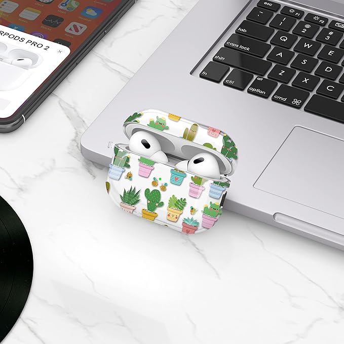 Maxjoy for AirPods Pro 2nd Generation Case, Clear AirPods Pro 2 Case for Women Men Cute Soft AirPod Pro 2 Cover with Keychain Strap for AirPod Pro 2nd Gen Cover 2023/2022, Cactus
