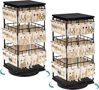 360 Rotating Earring Display Stands for Selling, Earring Rack Display Holder Stand, Jewelry Display for Selling Earring Cards, Necklaces, Rings, Bracelets, Hair Accessories (2 Pack) - Image 1