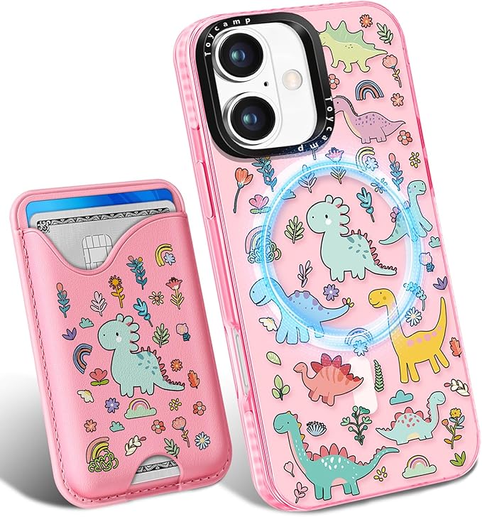 Toycamp for iPhone 16 Plus Case - Compatible with Magsafe Credit Card Holder Wallet Magnetic Cute Women Teen Girls Kawaii Girly Unique Animal Design Phone Cover for Apple 16 Plus 6.7"