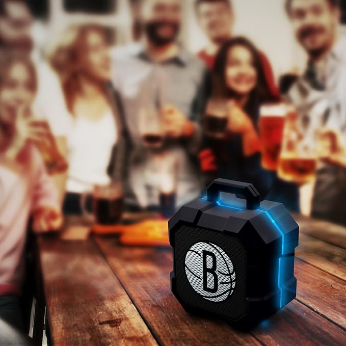 SOAR NBA Shockbox LED Wireless Bluetooth Speaker - Water Resistant IPX4, 5.0 Bluetooth with Over 5 Hours of Play Time - Small Portable Speaker - Officially Licensed NBA, Perfect Home & Outdoor Speaker