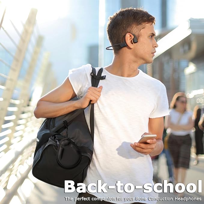 Ginsco Universal Bone Conduction Headphone Case Compatible with SHOKZ New OpenRun Pro 2/Pro 2 Mini/OpenRun/OpenSwim Open-Ear Sport Headphones, Compatible with MRYTKY/BAICLUD/CXK/Ogogrs etc (Black)