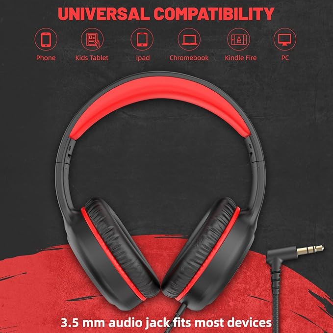 On Ear Wired Headphones for Kids Stereo Lightweight Youth Head Phones with 4.9 ft NO-Tangle Cord for Girls Toddler 3.5mm Jack Headphone for chromebooks Computer for School Classroom