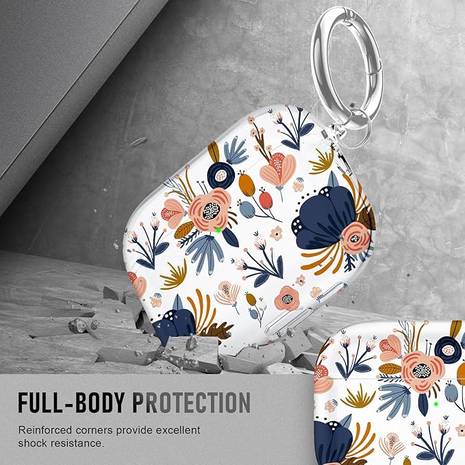 for AirPods Pro 3 Case (2025) with Cleaner Kit, Cute Soft Silicone Cover Compatible AirPods Pro 3rd Genera case with Keychain for Women Men with Keychain for Airpod Pro case(2025) Red Flower