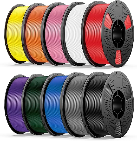 UJOY3D 10kg PETG 3D Printer Filament Bundle Multicolor, Rapid Strong PETG Filament 1.75mm, 1kg Spool, 10 Pack (Black+Jade White+Grey+Red+Cobalt Blue+Christmas Green+Orange+Yellow+Iris Purple+Pink)