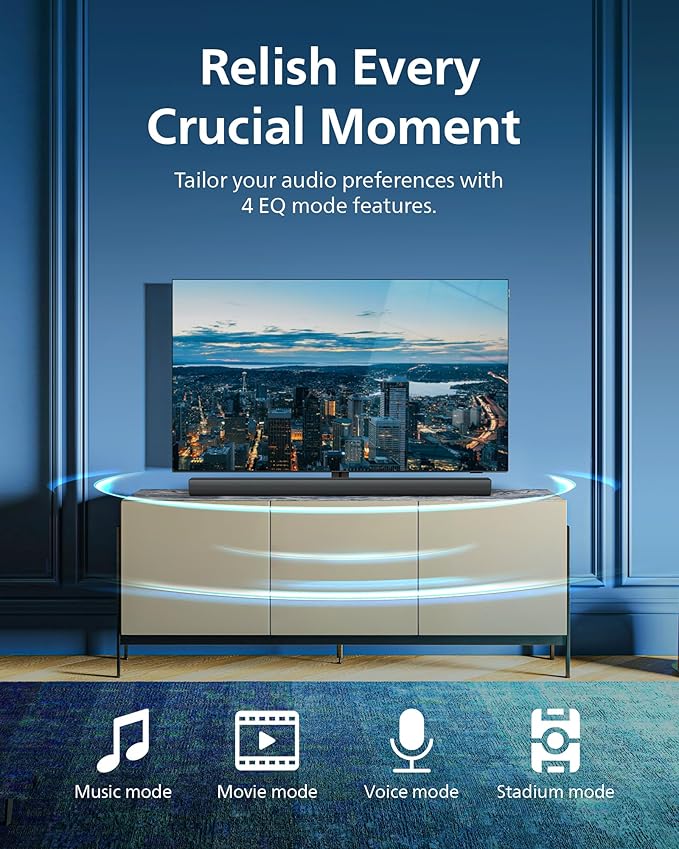 Philips B4208 2.0 Channel Bluetooth Soundbar - HDMI ARC, Roku TV Ready, 60W Max Power, Grey