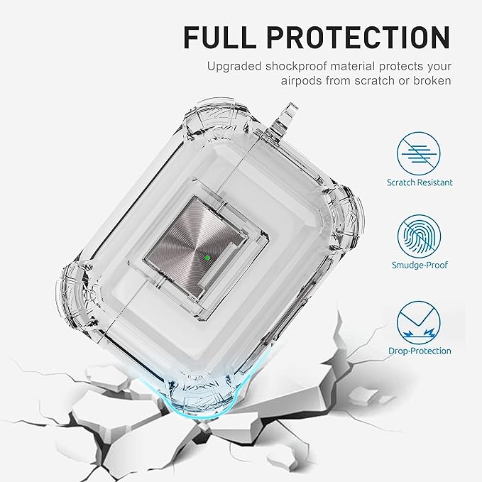 Valkit Compatible Airpods Pro 2nd/1st Generation Case Clear with Cleaner Kit & Lock, Soft TPU Airpod Pro 2/1 Case Shockproof iPods Pro 2 Protective Case for Airpods Pro Gen 2nd/1st(2023/2022/2019)