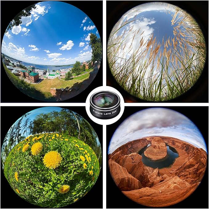 Phone Camera Lens, 198 Fisheye Lens + 120 Super Wide-Angle Lens + 20x Macro Lenses Camera Photography Accessories kit Gadgets for iPhone Samsung Android Smartphone