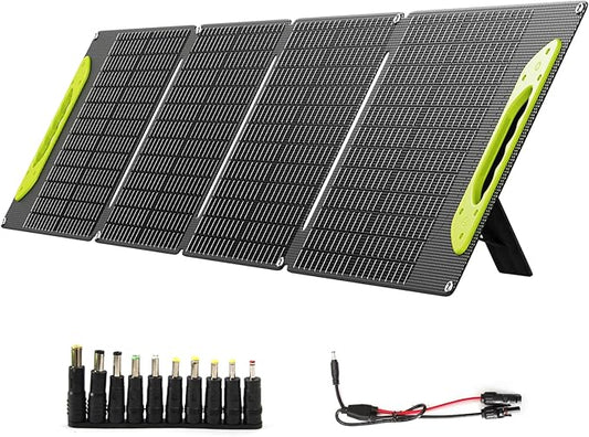100W Foldable Solar Panel kit with Controller,Portable Solar Charger for Portable Power Station,Phone,Laptop,with M-C4 to DC5525 Output,USB-C,USB-A Port When Camping Fishing Van RV Road Trip