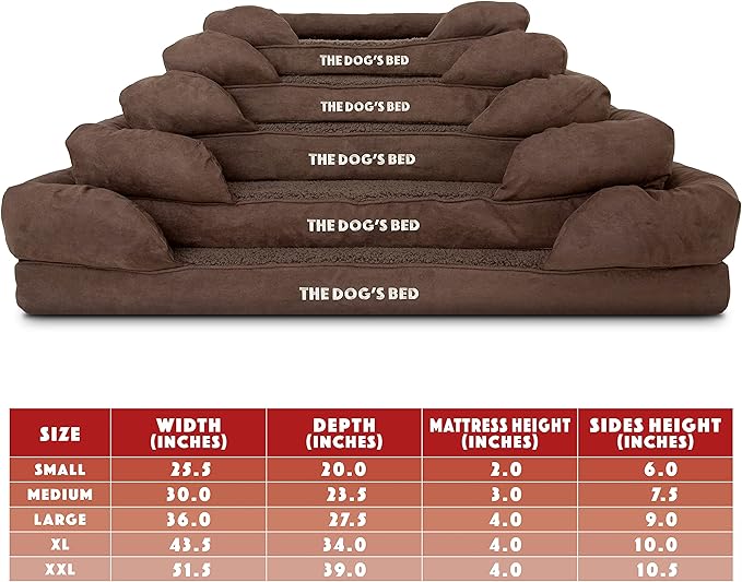 The Dog’s Bed, Large Brown Plush, Memory Foam, Pain Relief: Arthritis, Hip & Elbow Dysplasia, Post Surgery, Lameness, Supportive, Calming, Waterproof Washable Cover