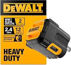 DEWALT Heavy Duty NeverBlock USB Charger, Angled Dual Port 12W Wall Charger - Image 1