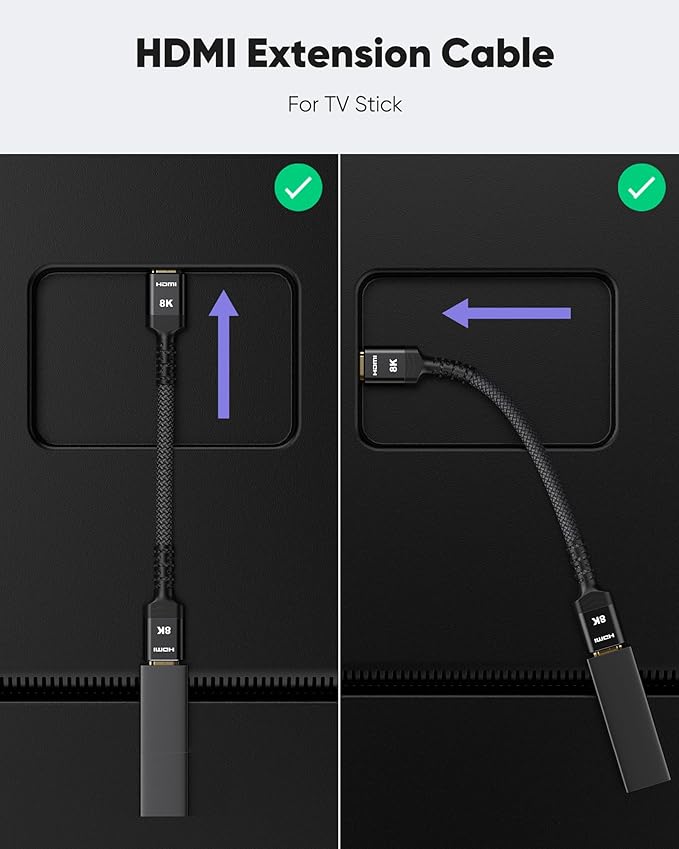 Highwings 8K 4K HDMI Extender Cable, Short Extension Cable 2.1 4K@30Hz/60Hz/120Hz, Ultra High Speed Adapter Male to Female Compatible With PS5 Roku Stick Blu Ray Player HDTV Laptop 1FT