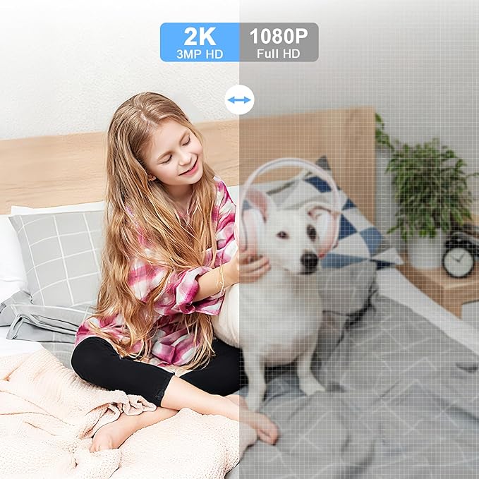 2K Security Camera Indoor - 5G&2.4G WiFi Cameras for Home Security, Pet/Dog/Baby Monitor with Phone APP 360Pan/Tilt, One-Tap Call 911, Al Motion Tracking, 24/7 Recording, Night Version
