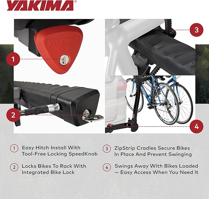 Yakima 4-Bike Hitch Mount Carrier, Swing-Away Bike Rack for Car, Truck, & SUV, FullSwing 4 - Heavy-Duty Bicycle Storage Equipment and Accessories for Vehicles