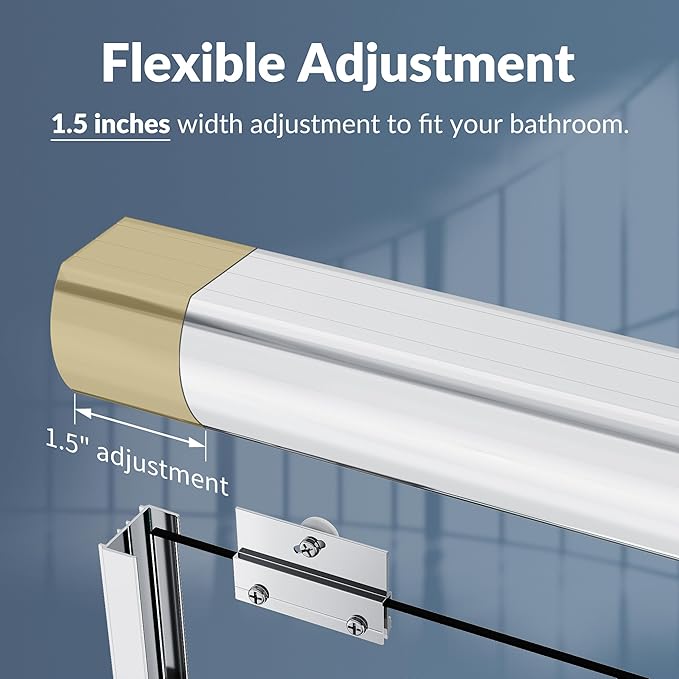 SUNNY SHOWER Bathtub Shower Door 60" W x 62" H Semi-Frameless Double Sliding Design Shower Tub Door 1/4" Clear Glass Panel, Chrome Finish
