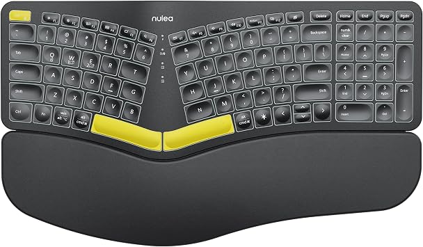 Nulea Ergonomic Split Keyboard Wireless with Wrist Rest 7 Color Backlight