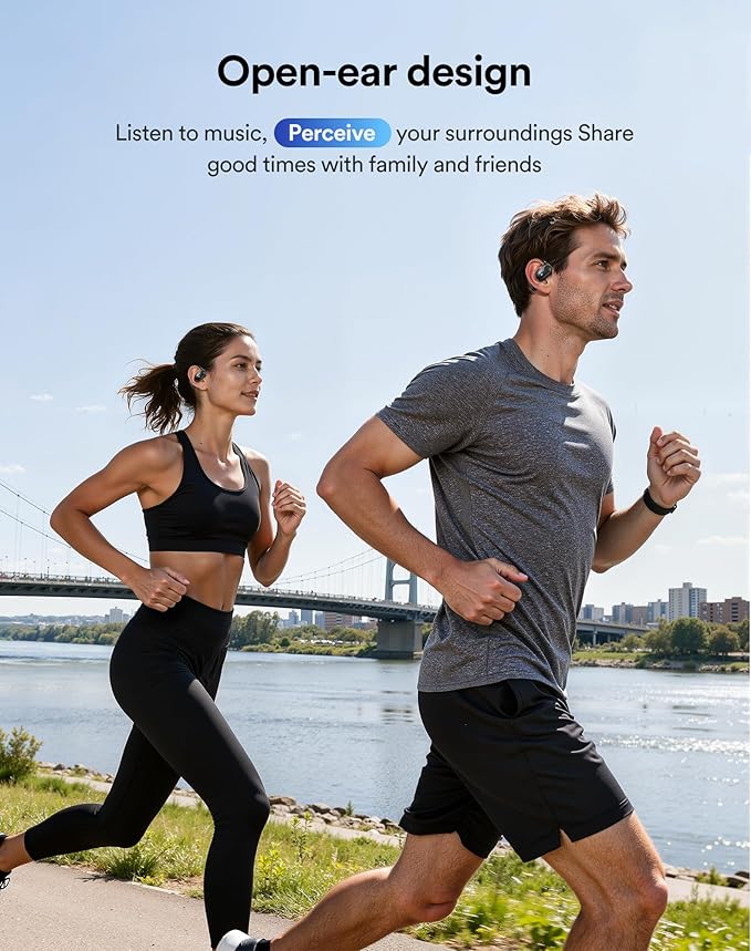 Open Ear Headphones Wireless Bluetooth - 5.3 Bluetooth Earbuds with LED Digital Display, IP54 Waterproof, 36H Playtime, Lightweight Comfort Wireless Earbuds Fit Sports, Running, Cycling