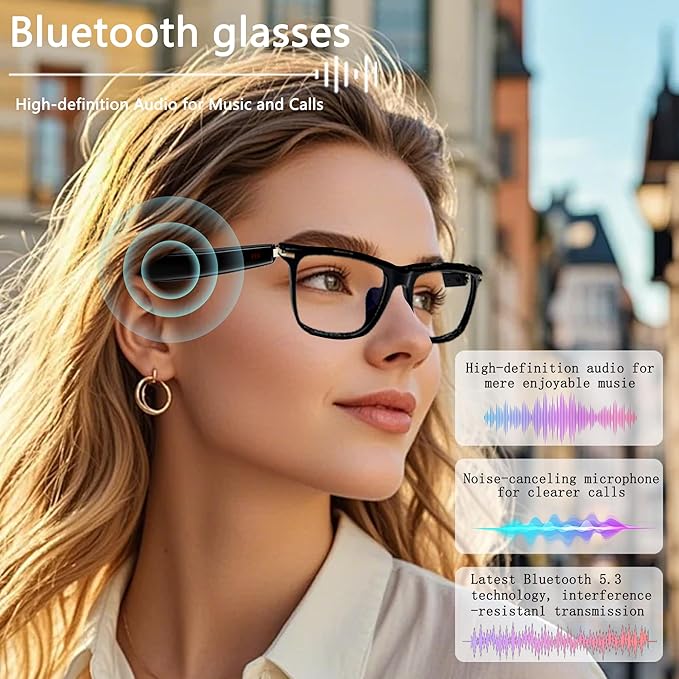 AI Smart Glasses, Bluetooth 5.3 Glasses for Men Women ,Translation Glasses with 164 Language,Physical Color Changing Lens, Music Playback & Hands-Free Calling,Design for Travel/Meeting/Business (M01)