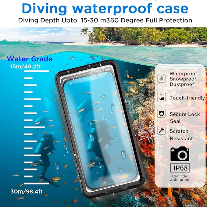 AICase Waterproof Phone Case,Cruise Essentials 2025/Universal Self-Check Function Underwater Pouch Dry Bag Beach Travel Essentials for iPhone 16e 16 15 14 13 12 11/Samsung S25/LG,Google/Xiaomi/01