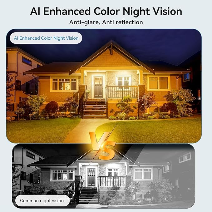 Window Camera No-Drill 2K Ultra HD Window Security Camera with 5G/2.4G WiFi, Enhanced Night Vision, AI Human Detection, Easy Glass Mount for Apartment, Condo, and Home Outdoor View (white 2 pack)