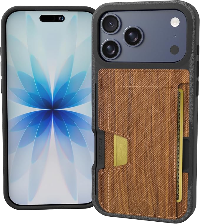 Smartish® iPhone 17 Pro Max Wallet Case - Wallet Slayer Vol. 2 [Slim + Protective] Credit Card Holder w/Kickstand - Drop Tested Hidden Card Slot Cover for Apple iPhone 17 Pro Max - Walnut Woods