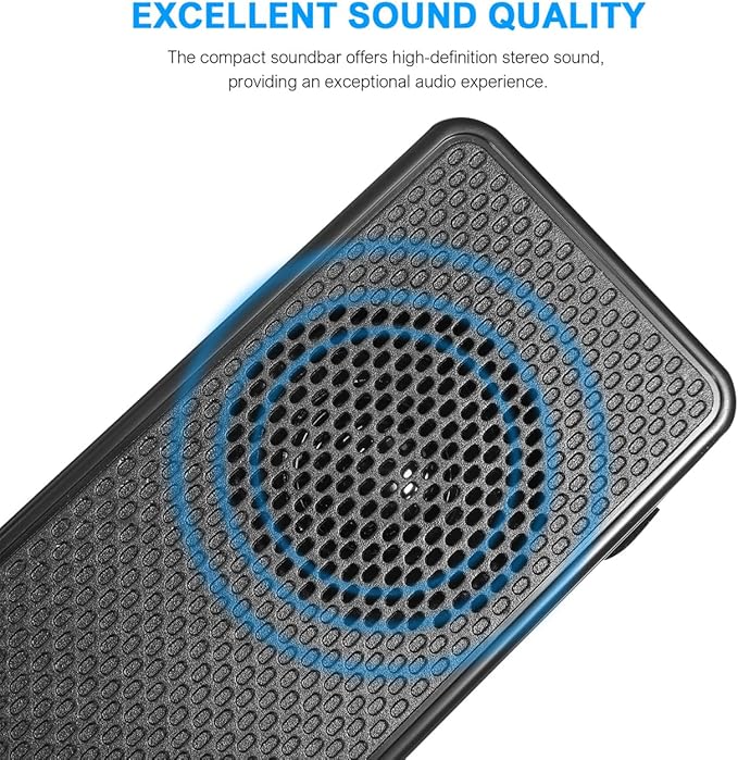 HOMSFOU Wired Sound Bar 2.0 Speaker System with Subwoofer for Tv Pc Mobile Devices Small Surround Sound System Clear Stereo Audio