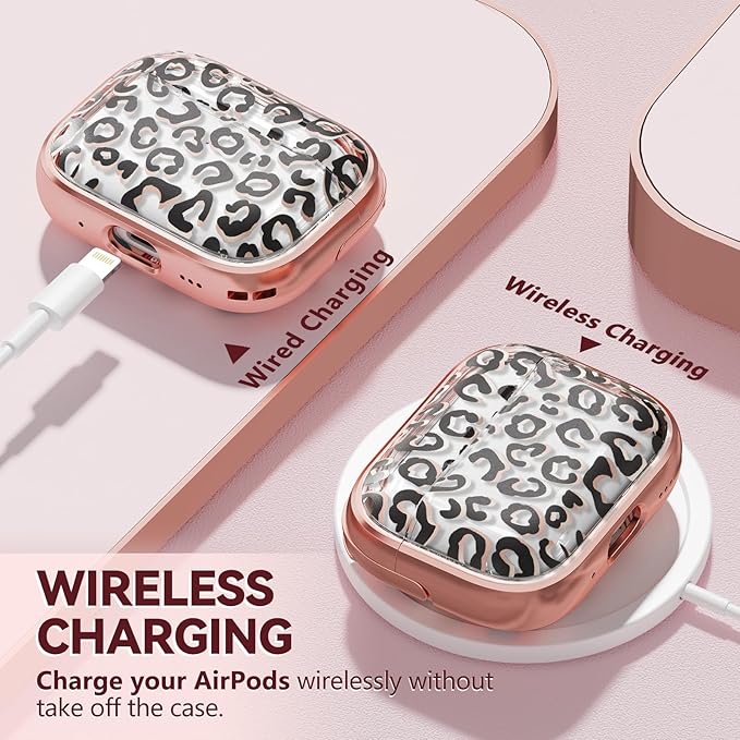 Inesore for AirPods Pro 3 Case 2025 with Lock, for Women Girly Floral Clear Case Compatible with Apple Airpods Pro 3rd Generation Cover, with Phone Stand,Keychain & Cleaner Kit - Leopard Print