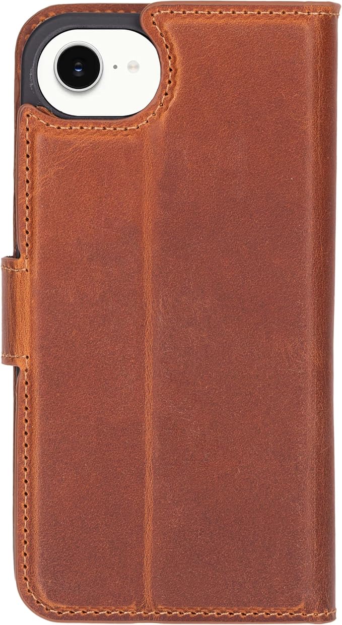 BLACKBROOK Leather Wallet Case for iPhone 17e/16e, Carter Premium Leather Magnetic 2-in-1 Wallet Set, Ready for MagSafe, RFID Protection, 4 Card Slots & ID Pocket
