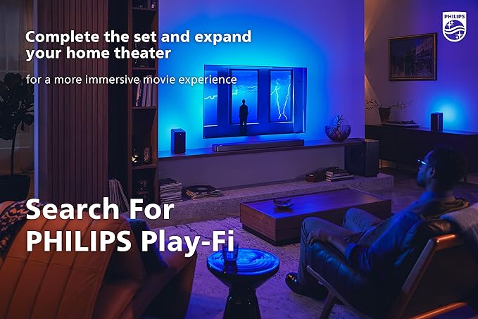 PHILIPS Fidelio FB1 7.1.2-Channel Surround Sound Soundbar with Integrated Dolby Atmos and Subwoofer + DTS Play-Fi, All-in-One, Premium Design and Materials
