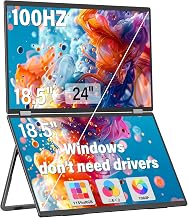 InnoView 18.5" 100Hz Dual Portable Monitor Built-in Speakers 115% sRGB 315°Adjustable Dual Stacked Folding Monitor (Wins/Mac) 1080P Laptop Screen Extender for Laptop(No Driver Needed) - Image 1