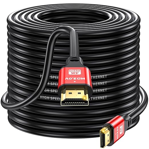 HDMI Cable 120ft, 4K@60Hz, 18Gbps High Speed HDMI 2.0 Cord, Ultra HD,Ethernet Audio Return,Video 4K,1080p,3D,Arc, HDR Compatible with Xbox,PS5/PS4,HDTV,Laptop ect(Red)