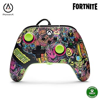 PowerA Advantage Wired Controller for Xbox Series X|S - Fortnite Glow, gamepad, hall effect thumbsticks, gaming controller, USB-C, Works with Xbox One, Officially Licensed