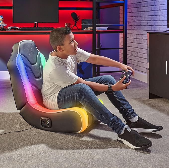 X Rocker Video Gaming Floor Rocker Chair, Built-in Audio, Foldable, for Gamers, Bedroom, or Game Room for Boys, Girls, Teens 5-17, Gifts for Gamers