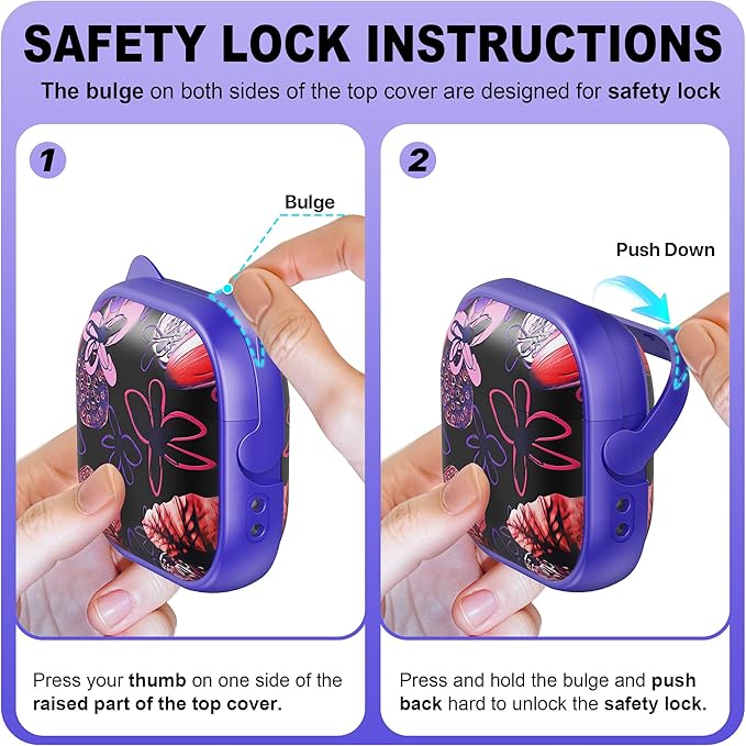 RFUNGUANGO AirPods 4 Case for Women Girly Cat Case with Lock, Phone Stand, Keychain & Cleaner Kit, Compatible with Apple Airpods 4th Generation Case Cover, Purple Lotus
