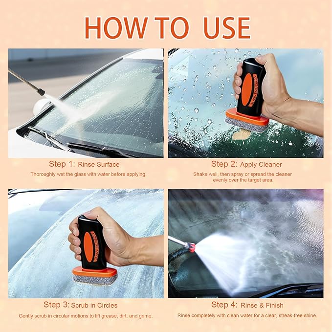Umex Ogas Glass Cleaner - Streak-Free Windshield Cleaner& Glass Emulsion, Removes Tough Grease, Grime, Oil Film, and Water Spots for Car, Home, and Office (2 Pack, 3.38oz Each)