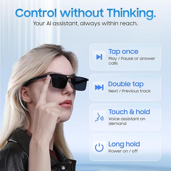 LIMU Gen 5 Smart Glasses, AI Glasses with Real-Time AI Interpreter - Open-Ear Bluetooth Glasses with Speakers, Aluminum-Magnesium Alloy Build, Auto On/Off, Magnetic Lenses for Women & Men