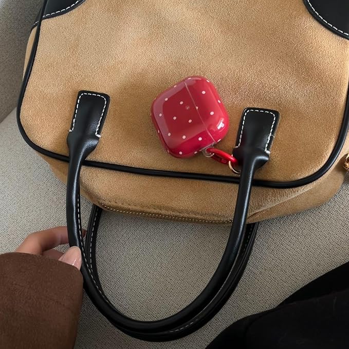 White Polka Dot Red Case with Lock for Airpods 3 Gen,Vintage Aesthetic Pattern Stylish Luxury Trendy Retro Girls Women Protective Cover for Airpod 3rd Genetation