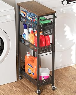 XYZLVSI 4 Tier Slim Storage Cart Laundry Room Organizer for Small Space
