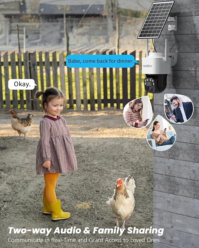 4G LTE Cellular Solar Security Cameras Wireless Outdoor, No WiFi Security Camera, 360° Live View, 2K Color Night Vision, PIR Detection, 2-Way Audio, Motion Alert, IP66, Built in SIM