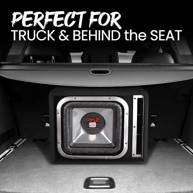 Pyle 12'' Single Series Vented Subwoofer Enclosure - High Powered Woofers with a Non-Pressed Paper Cone, Rear Vented Design with Santoprene Surround - PLSQ12BS