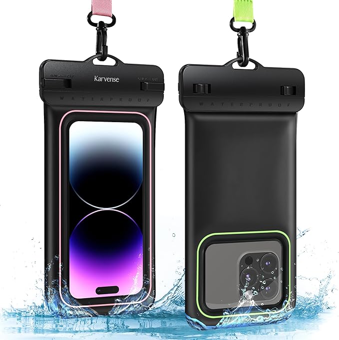 Waterproof Phone Pouch Case Floating, Waterproof Cell Phone Lanyard Bag/Holder for iPhone, Samsung Galaxy, Pixel, Universal Dry Bag for Travel, Beach, Shower, Pool, Kayaking,Snorkeling-2 Pack