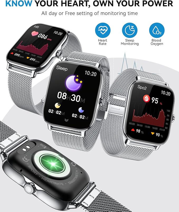 Smart Watches for Women Men (Make/Answer Calls), Steps Counter Fitness Watch for Android iPhone with 120+ Sports, IP68 Waterproof, Sleep Calorie Monitor, Pedometer (Gold)