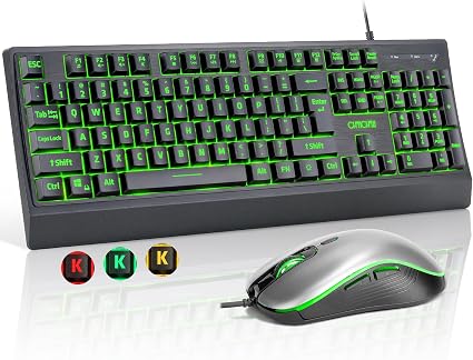 USB Wired Keyboard and Mouse Combo with Backlit, Large Print for Computer