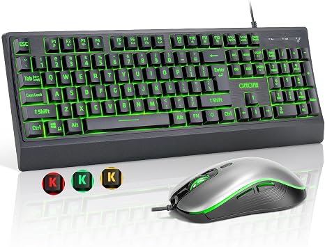 USB Wired Keyboard and Mouse Combo with Backlit, Large Print for Computer
