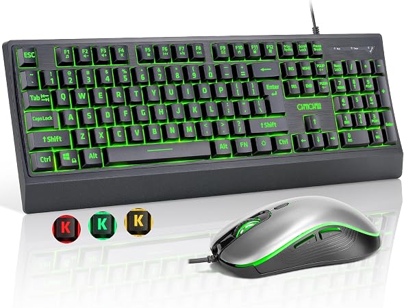 USB Wired Keyboard and Mouse Combo with Backlit, Large Print for Computer
