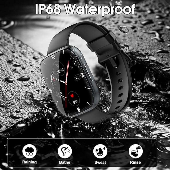 Smart Watch for Men Women(Answer/Make Calls), 1.95" HD Touch Screen Fitness Watch with Sleep Heart Rate Monitor, 110+ Sports Modes, IP68 Activity Trackers Compatible with Android iOS (Black)