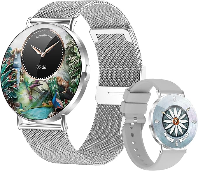Ultra-Slim Women’s Smart Watch 41mm, All-Metal Body, 1.32" AMOLED Display, Bluetooth Calls, Health & Fitness Tracker with 150+ Sports Modes, for iPhone & Android (Silver)